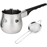18oz Chai teapot and strainer combo. Turkish coffee pot and fine mesh strainer together for making perfect Prana Chai at home
