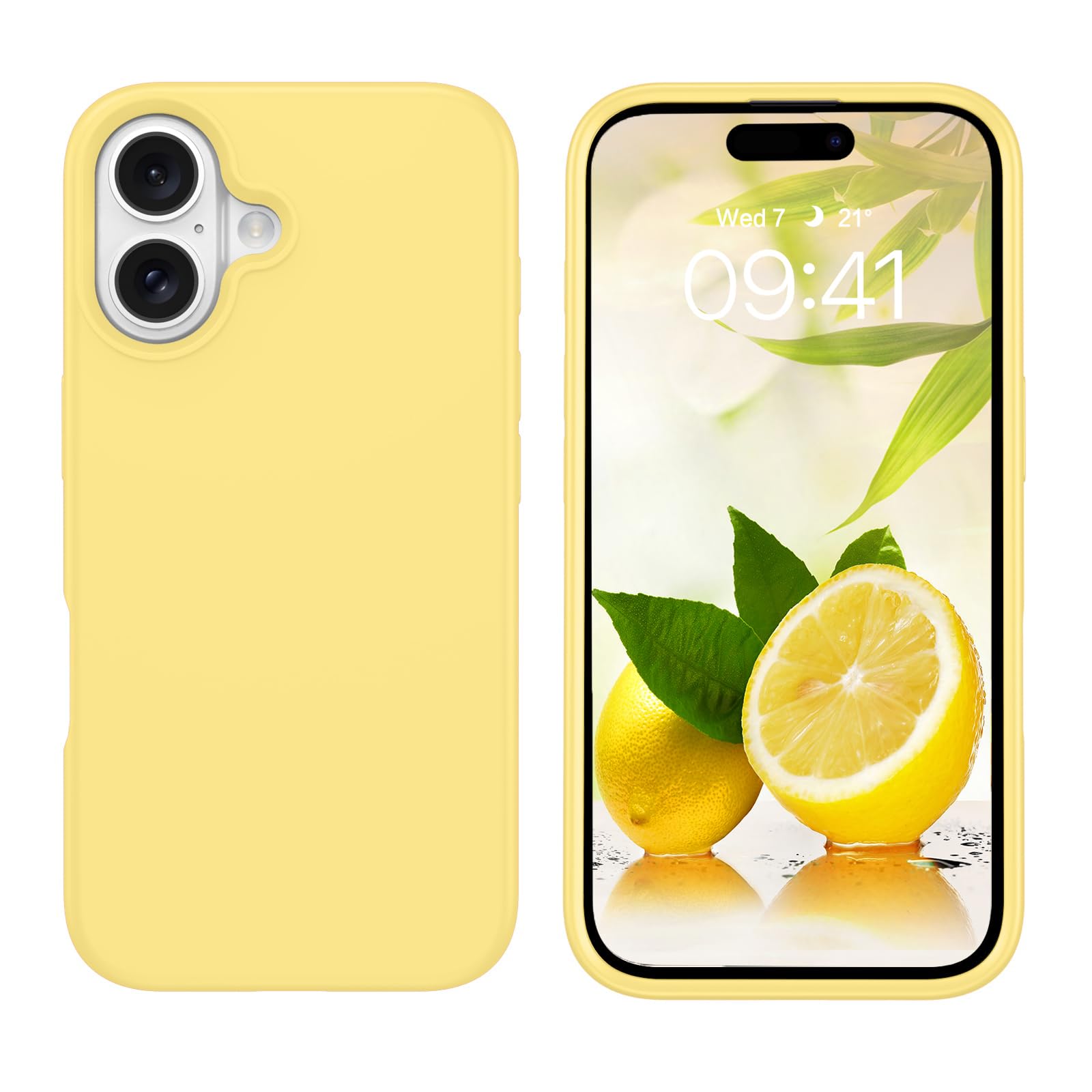 GUAGUA for iPhone 17 Case Liquid Silicone Silky Soft Gel Rubber Slim Thin Microfiber Lining Cushion Texture Cover Shockproof Protective Phone Case for iPhone 17 6.3 inch, Yellow