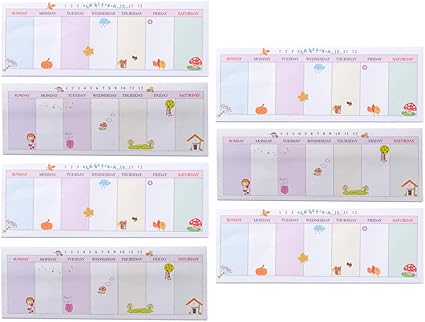 Amazon Nuolux ウィークリープラン付箋 付箋メモ ポストイット フィルム 付箋 おしゃれ メモ用紙 便利 事務用品 7冊 付箋 文房具 オフィス用品