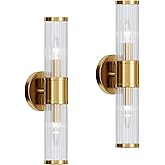 Linour Wall Sconces Set of Two Gold Morden Wall Lamp for Bathroom Living Room Vanity Lights Fixture (Without Bulbs)