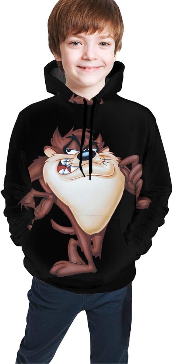 Loon_ey Tun_ES Funny and Good-Looking Teen Hooded Sweate Jacket Black Comfortable Classic Boy and Girl Unisex-Baby