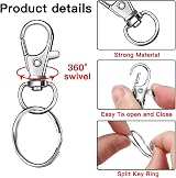 JOLCEEY 275Pcs Keyring Clip with Key Rings Swivel Lobster Clasp Hooks view 3