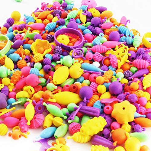 Rosykidz Snap Pop Beads Set, 600 Pcs Arty Beads Jewelry Making Kit with Rhinestone Sticker, Bracelet Necklace Ring Hairband Earrings Arts and Crafts Toys for Kids 4, 5, 6, 7, 8, 9 Years Old Girls - Thumbnail 5