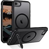 GUAGUA for iPhone 8/7/SE Case 2022 (3rd)/2020 (2nd), Magnetic Clear Cases with Foldable Invisible Stand Transparent Back Slim Protective Kickstand Phone Case for iPhone 8/7/SE 2nd 3rd 4.7 inch, Black