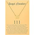 Tasunom Old English Angel & Number Necklace Numerology Jewelry for Women 18K Gold Plated Stainless Steel