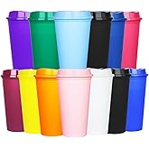 Ankeli 16 oz Coffee Cups with Lids,13 Pack Plastic Cups, Colorful Coffee Tumbler,Reusable Leak and Spill Proof,Bulk Party Tumble