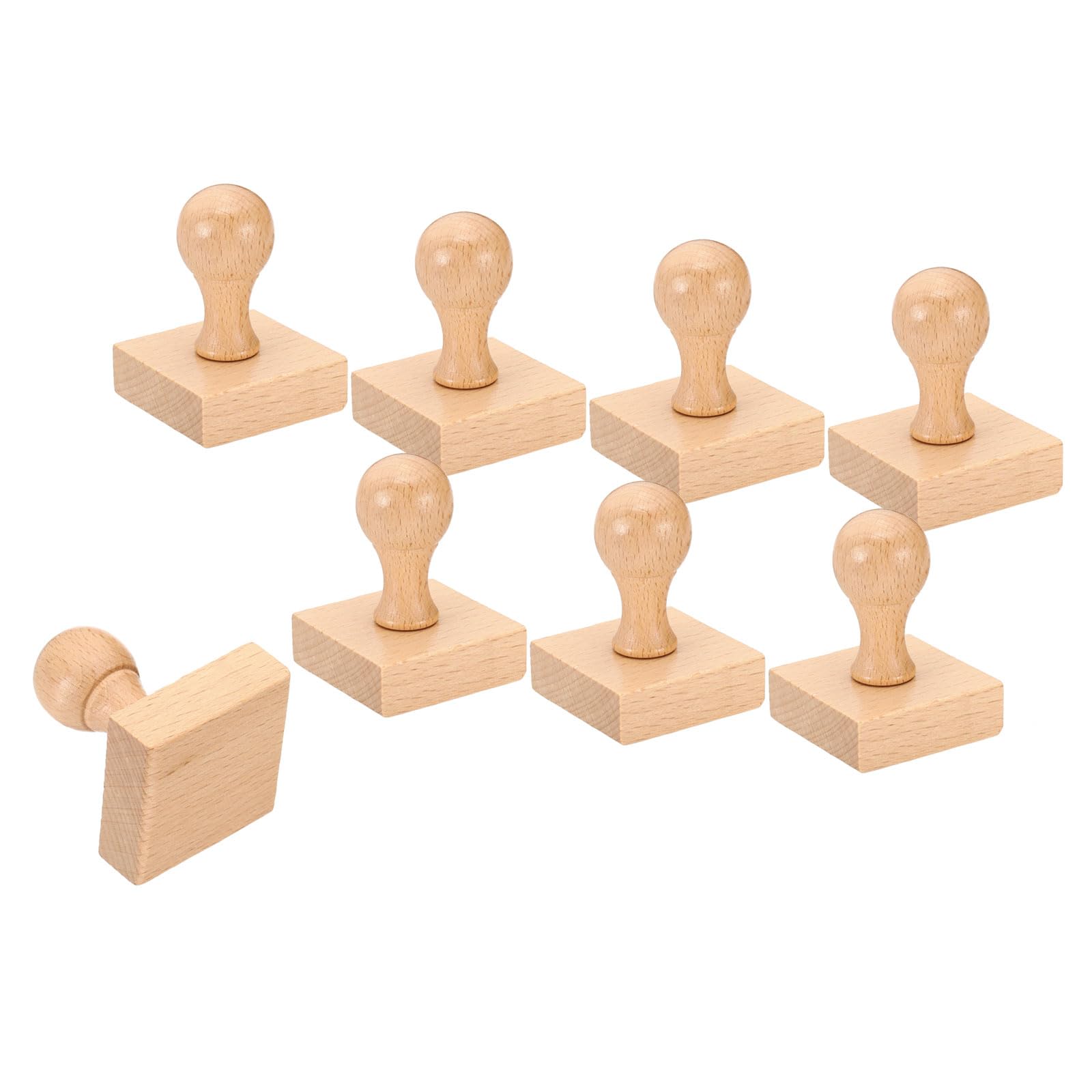 PATIKIL 45mm Stamp Wood Square Handle, 8 Pack Wooden Knobs Stamp Mounts Drawer Pulls for Stamp Making DIY Crafting Scrapbooking, Brown