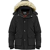 JYG Men's Winter Thicken Coat Warm Puffer Parka Jacket with Faux Fur Removable Hood