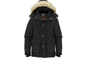 JYG Men's Winter Thicken Coat Warm Puffer Parka Jacket with Faux Fur Removable Hood