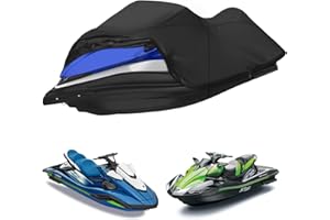 LANLELIN Heavy Duty 420D Jet Ski Cover Lengths 136'' to 147'', Marine Grade Waterproof Cover Adjustable Windproof Tightening Strap & Anti-UV for Yamaha/Kawaski/Sea-doo