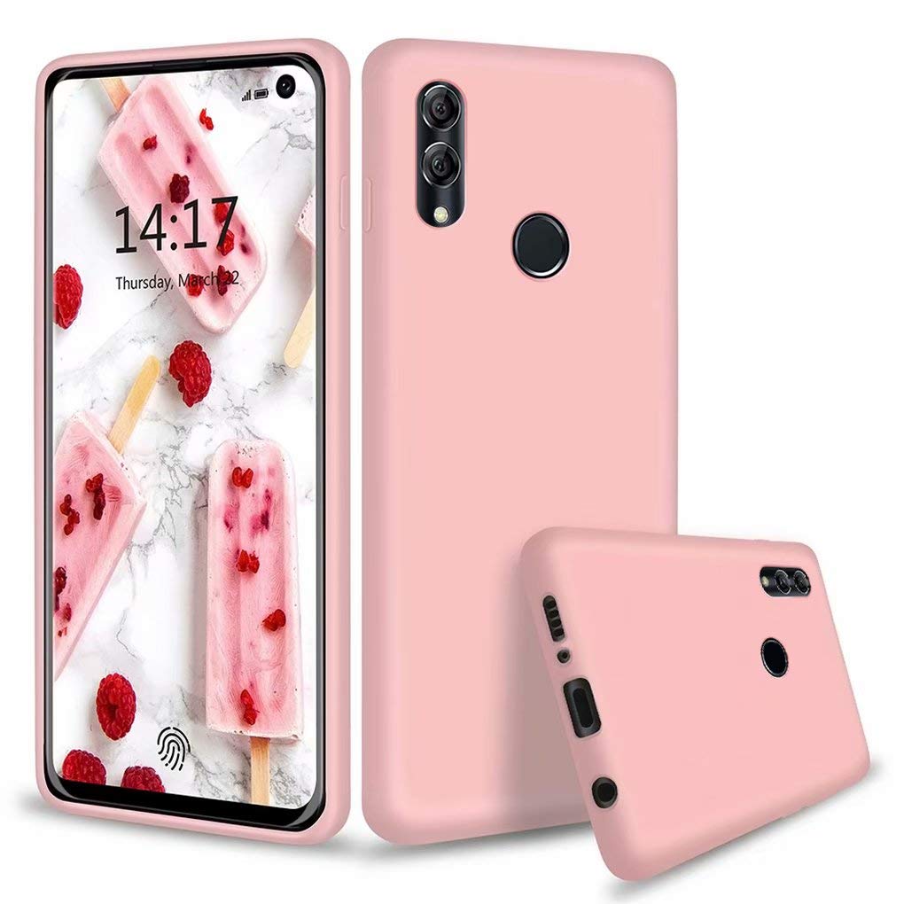 NiaCoCo Compatible with Huawei P Smart 2019/Honor 10 Lite Case Ultra Thin Shockproof Liquid Silicone Phone Case Soft Microfiber Rubber Stripe Protector Case (Pink) — image 1
