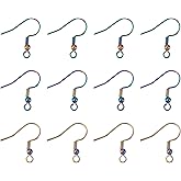 Fashewelry 200Pcs Multi-Color 201 Stainless Steel Earring Fish Hooks Rainbow Surgical French Ear Wires with Ball and Coil Tube Ends 21 Gauge Pins for Dangle Drop Earrings Making 20mm