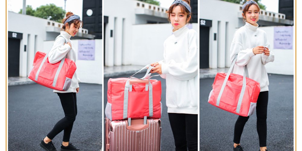 Travel Foldable Duffel Bag, Vinmax Large Capacity Waterproof Lightweight travel Luggage bag for Sports, Gym, Vacation (Pink)