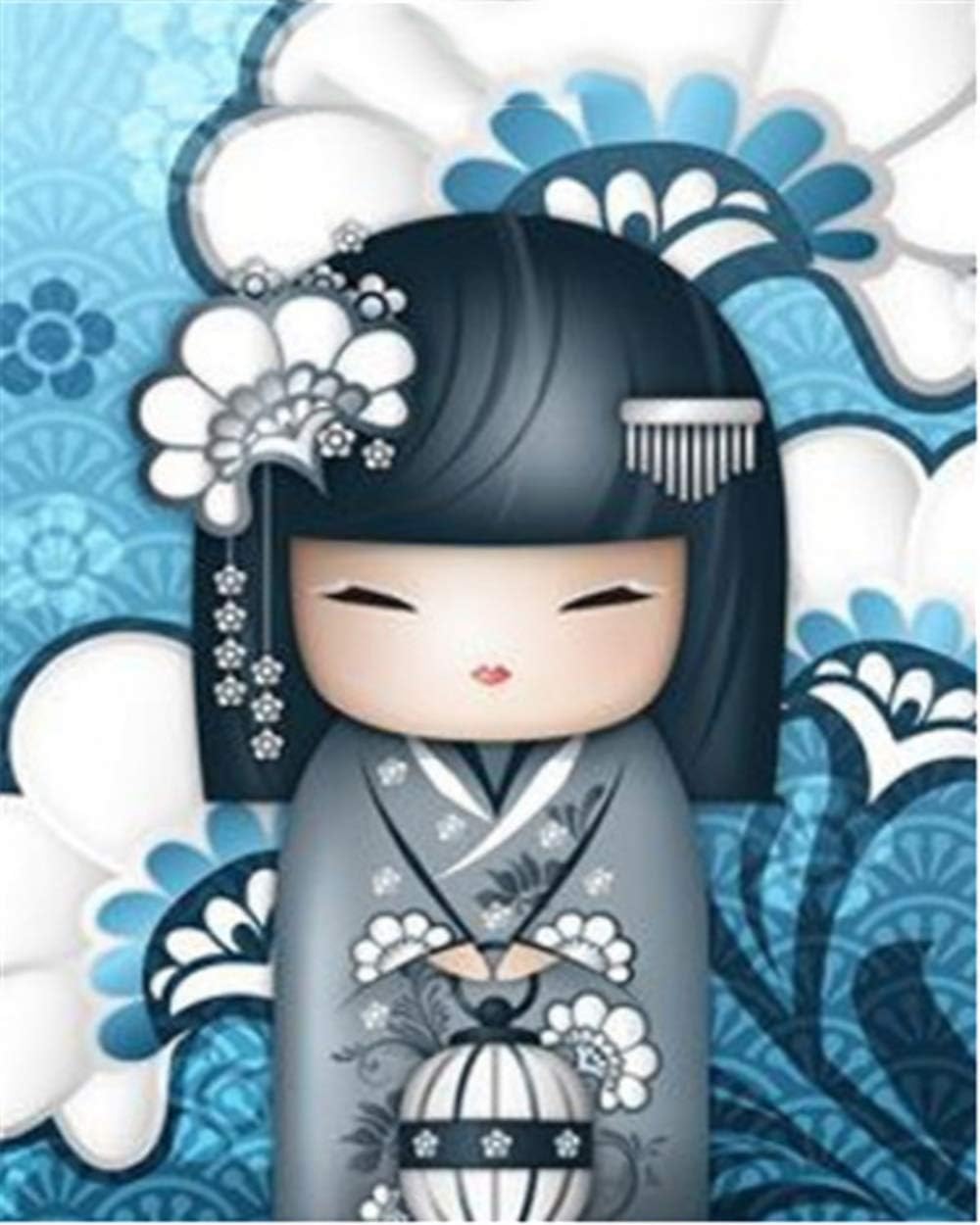 Japanese Doll DIY 5D Painting by Number Kit Creative Pattern Diamond Painting Kits Full Round Drill Handmade Gift Mosaic Rhinestone Embroidery Cross Stitch(9)~