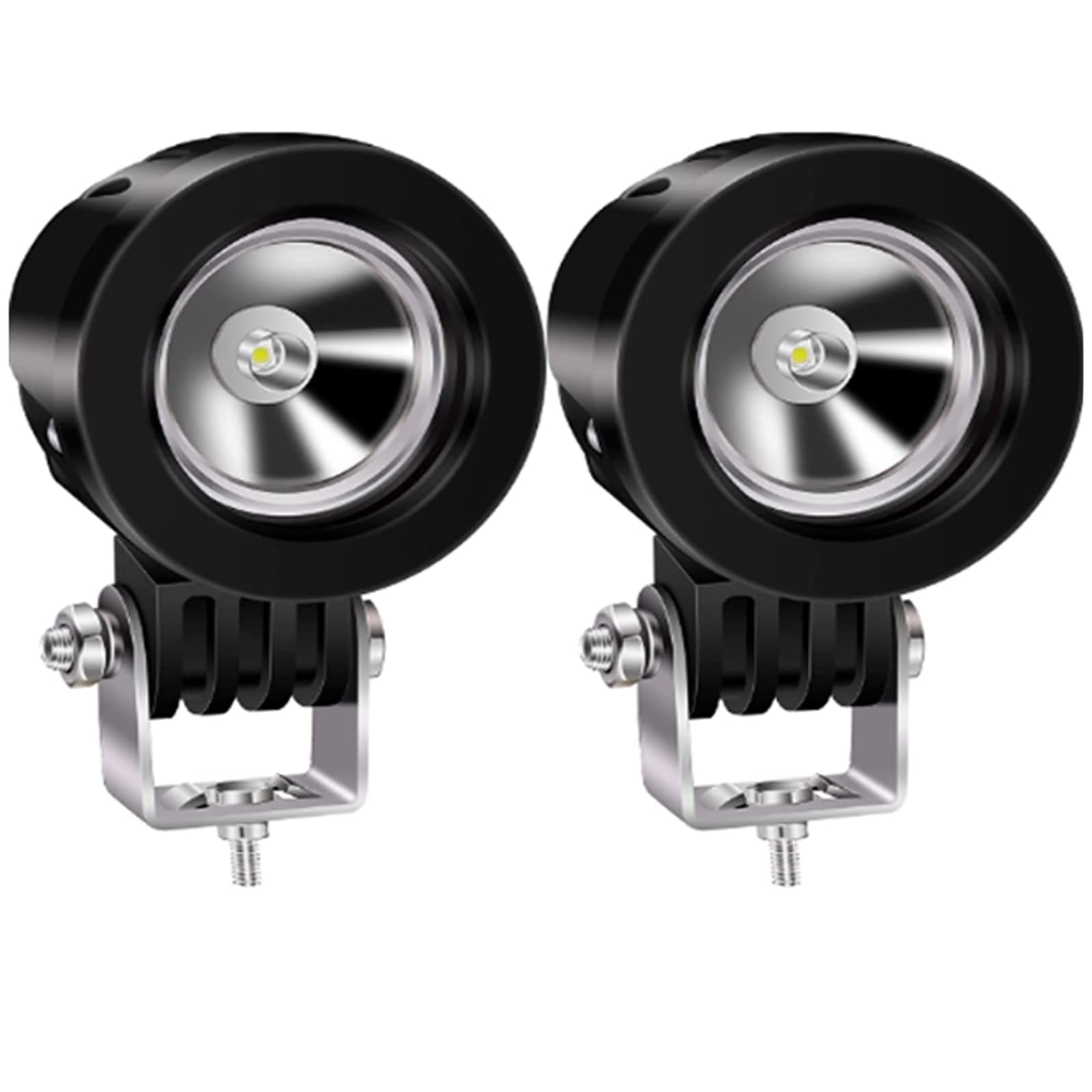 Biqing 12V 24V Motorcycle Spotlights LED Headlights, 2Pcs 10W Motorbike Driving Additional Lights Fog Work Lights Waterproof Universal Truck Off Road Auxiliary Lights 6000K