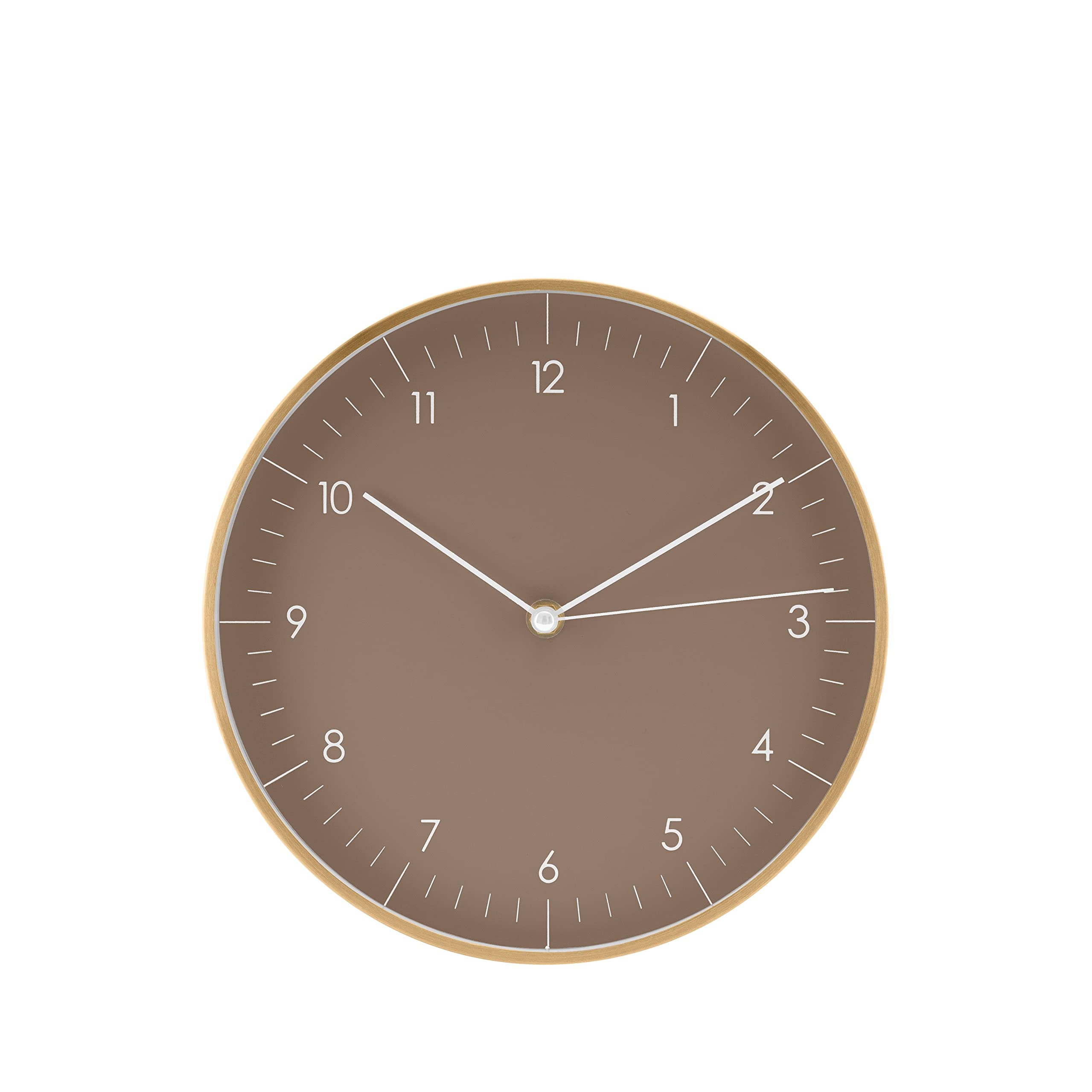 LUUK LIFESTYLE Classic Small Wall Clock Silent Non-ticking (10 inch), Decorative design, Housewarming gift, Kitchen wall decor, Decoration for living room, Bedroom, School, Office, in Brown and Gold — image 1