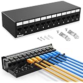 Enmane 12 Port Patch Panel CAT6 Keystone Patch Panel 1U Wall Mount | CAT6 Keystone Couplers,RJ45 Passthrough,Network for Home/Office ,Desk Mount,Smart Cable Management