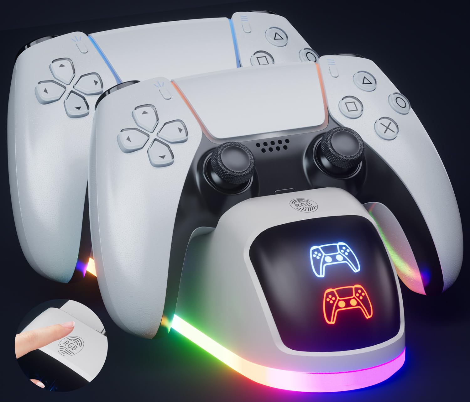 Photo 1 of ThinTree PS5 Controller Charger Station?2025 Upgrade Version with 10 LED Mode & RGB Button, Safe Fast Charging and Overcharge Protection Dock for Dualsense PlayStation 5 Controllers
