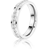 Kyazeo Dainty Cubic Zirconia Rings for Women 18K Gold Plated Simple CZ Diamond Love Eternity Band Stackable Rings Wedding Engagement Band Size 5-9