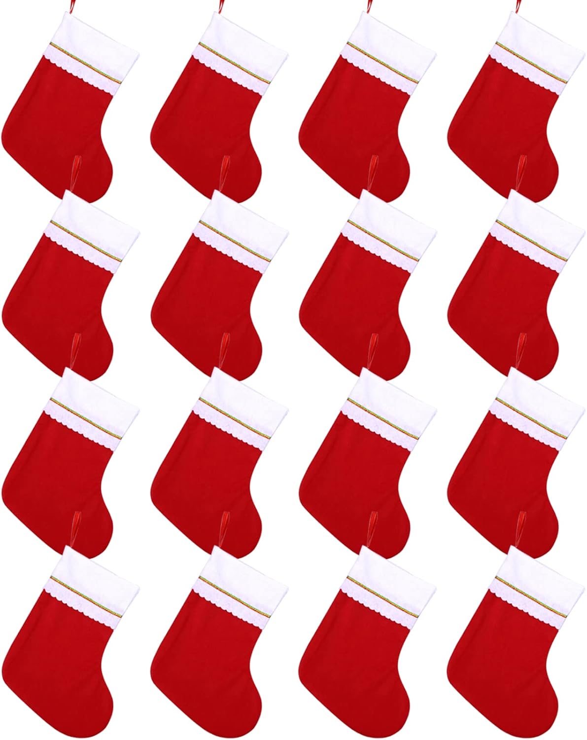 Stockings & Holders - Cooraby 16 Pack Red Felt Christmas Stockings 9 Inches Xmas Fireplace Hanging Stockings Holiday Decorations Stockings for Christmas Decorations