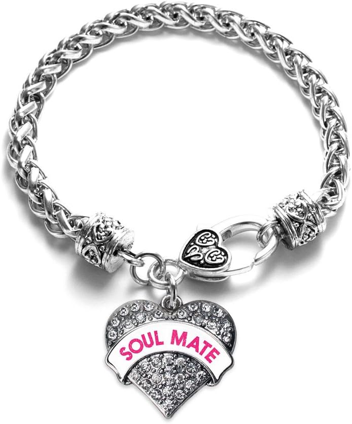 Inspired Silver - Silver Pave Heart Charm Bracelet with Cubic Zirconia Jewelry