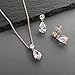 Mariell 14K Rose Gold Plated CZ Teardrop Bridal Necklace and Earring Set for Weddings, Bridesmaids & Prom