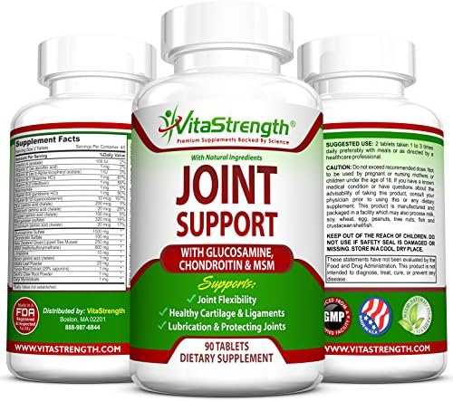Joint Support with Glucosamine, Chondroitin &amp; MSM – 1000 Milligrams Glucosamine – Promotes Healthy Cartilage &amp; Ligaments – Encourages Joint Flexibility – 90 Tablets