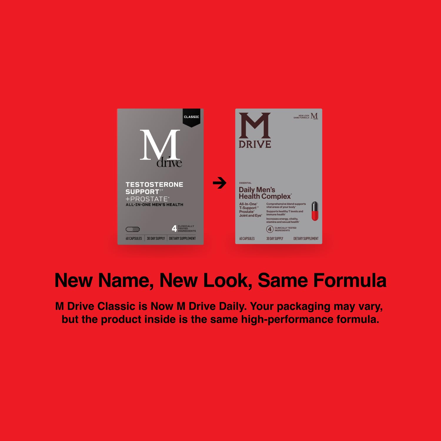 Mdrive Classic Testosterone Booster for Men, Support Healthy Prostate, Eyes, Joint, Energy, Stress Relief, KSM-66 Ashwagandha, Beta-Sitosterols, 60ct.