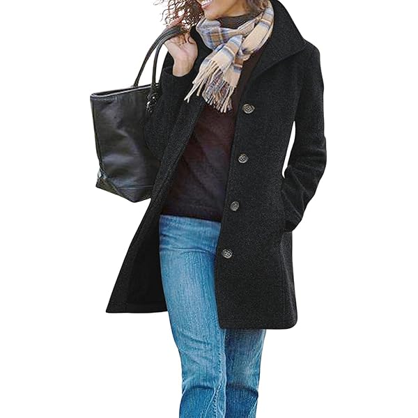 Amazon.com: Jenkoon Women Single-Breasted A-Lined Winter