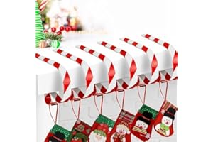 Brbecon Christmas Stocking Holders for Mantle Set 6, Lightweight Metal Stocking Hangers Adjustable Candy Cane Stocking Hooks for Fireplace Non-Skid Stocking Holders for Christmas Decoration (Red)