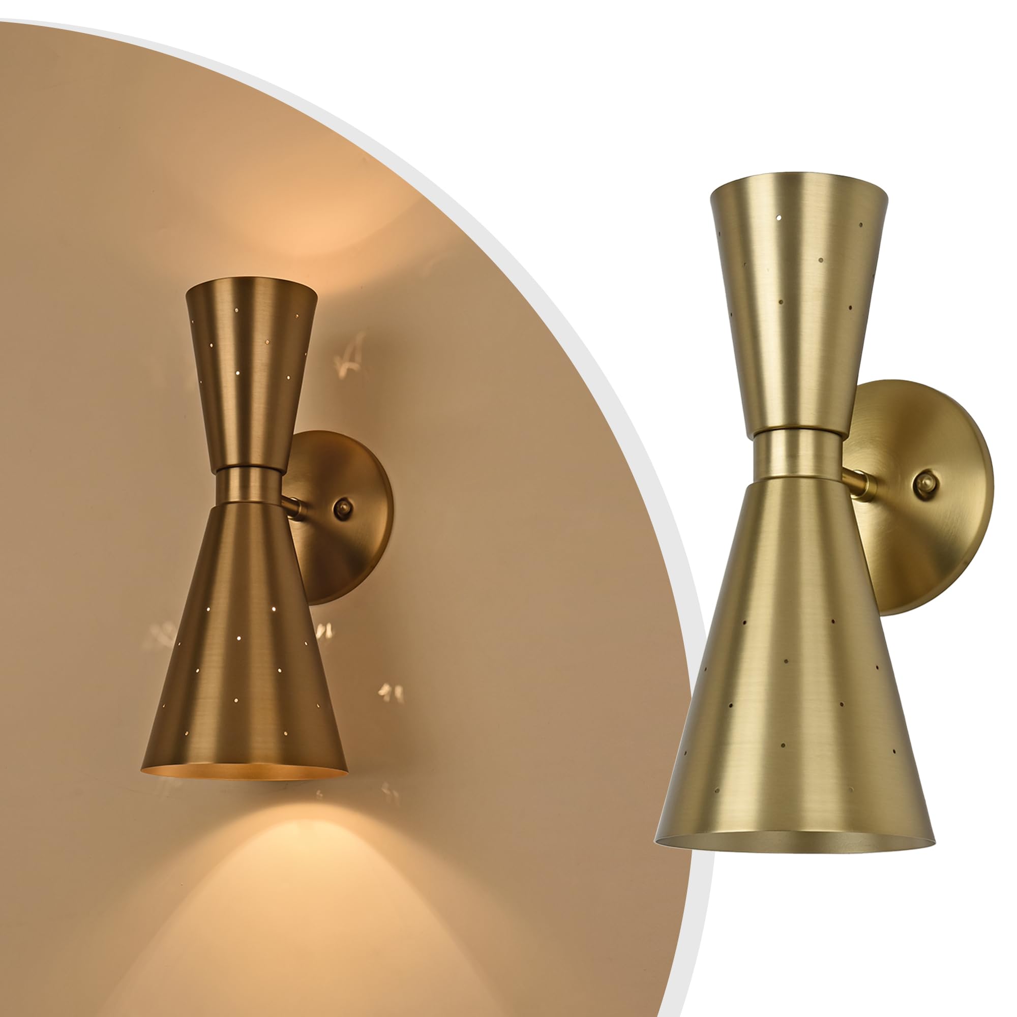 Photo 1 of *****FOR PARTS / DAMAGED**** Merbotin Brass Wall Sconce, Mid Century Modern Sconce Wall Lighting, Up Down Gold Wall Sconces E12 Base, Vintage Farmhouse Wall Lights Hardwired Wall Lamps for Bedroom Bathroom Living Room Staircase