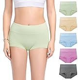 Molasus Womens Cotton Boy Shorts Panties Ladies High Waisted Full Coverage Stretch Underwear Multipack(Regular&Plus Size)