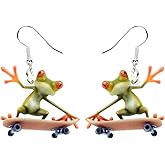 DUOWEI Acrylic Charms Frog Drop Earrings Fancy Cartoon Dangle Jewelry Novelty Party Gifts for Women Lover