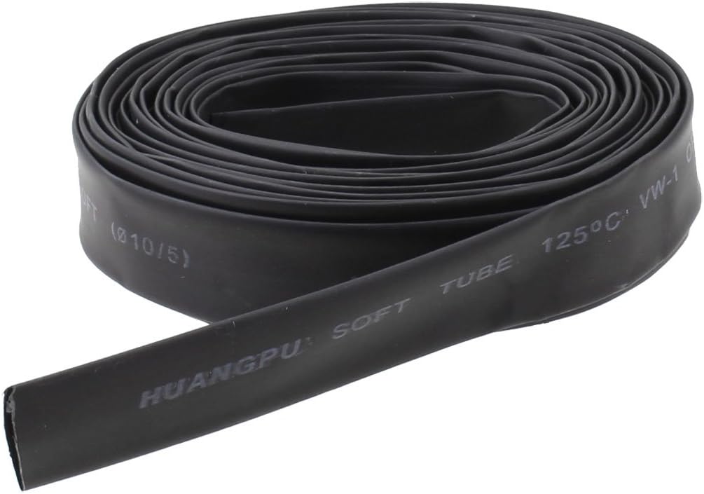 sourcingmap Black 10mm Dia 2:1 Heat Shrink Tubing Shrinkable Tube Wire Wrap 5M