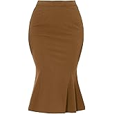 Allegra K Women's Bodycon Skirt High Waist Ruffle Hem Fishtail Mermaid Midi Skirt