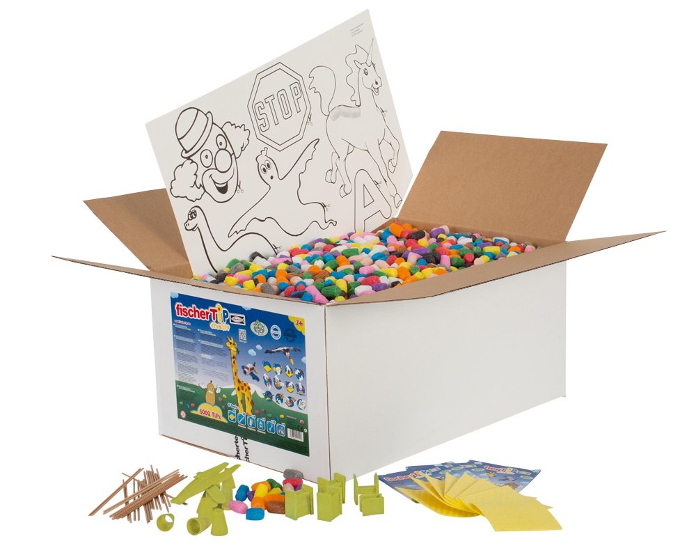 fischerTiP 49114 Box XL – Craft Kit for Children with Accessories, Creative Toy for Ages 3+, 6000 Pieces, Multicolor