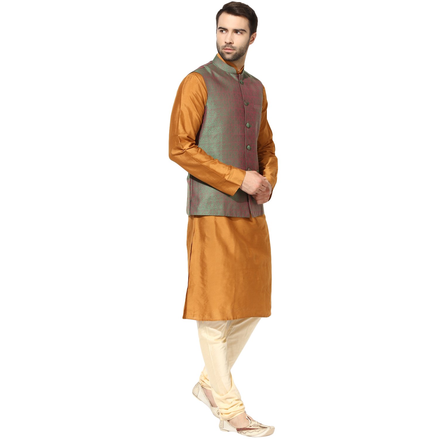 kisah benarasi cotton silkself designwaistcoat for for men's