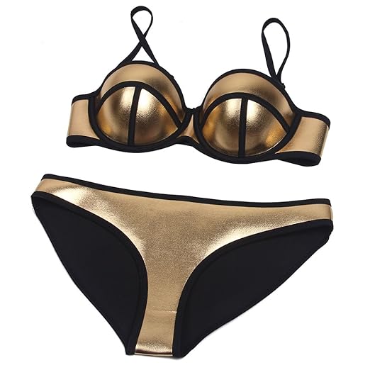 HONGYISWIN Damen Helle Farbe Bademode Neopren Badeanzug Neoprene Padded Push up Bikini Set