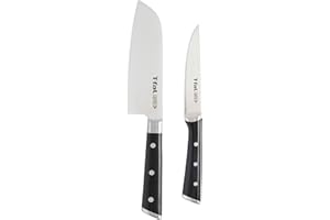 T-FAL Ice Force German Stainless Steel Santoku Knife, Utility Knife 2 Piece, Long Lasting Sharpness, High Cutting Precision, 