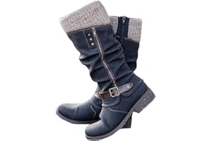 Fall Boots For Women 2024 Wide Calf Combat Mid-Calf Boots Side Zipper Military Shoes Low Heel Motorcycle Biker Boots