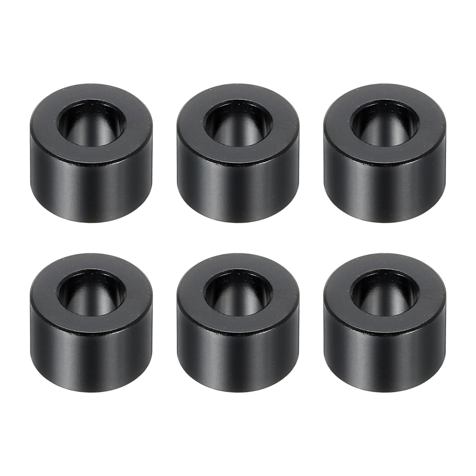 PATIKIL M6 Aluminum Spacers, 6 Pcs Metal Spacers Aluminum 6.2mm ID x 12mm OD x 8mm L Aluminum Spacer Screw Standoff Round for 1/4" or M6 Screw Bolts,Black