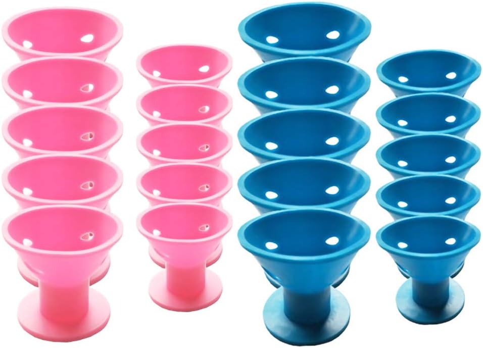 GKanMore 20 Pcs Magic Silicone Hair Curlers No Heat Hair Care Roller Hair Curlers for Long Hair, Can Sleep in and Overnight (Blue and Pink)