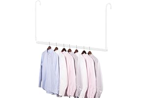 TIEMLET Hanging Closet Rod, Adjustable Width and Height Closet Rods for Hanging Clothes, Premium Stainless-Steel Closet Rod for Ultimate Space Optimization, for Hanging and Drying Clothes, White