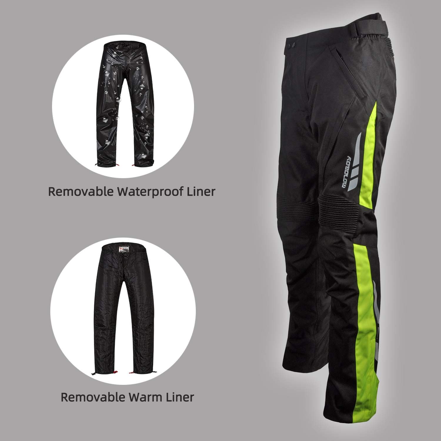 Waterproof Thickened Motorcycle Riding Pants,AllWeather Removable CE
