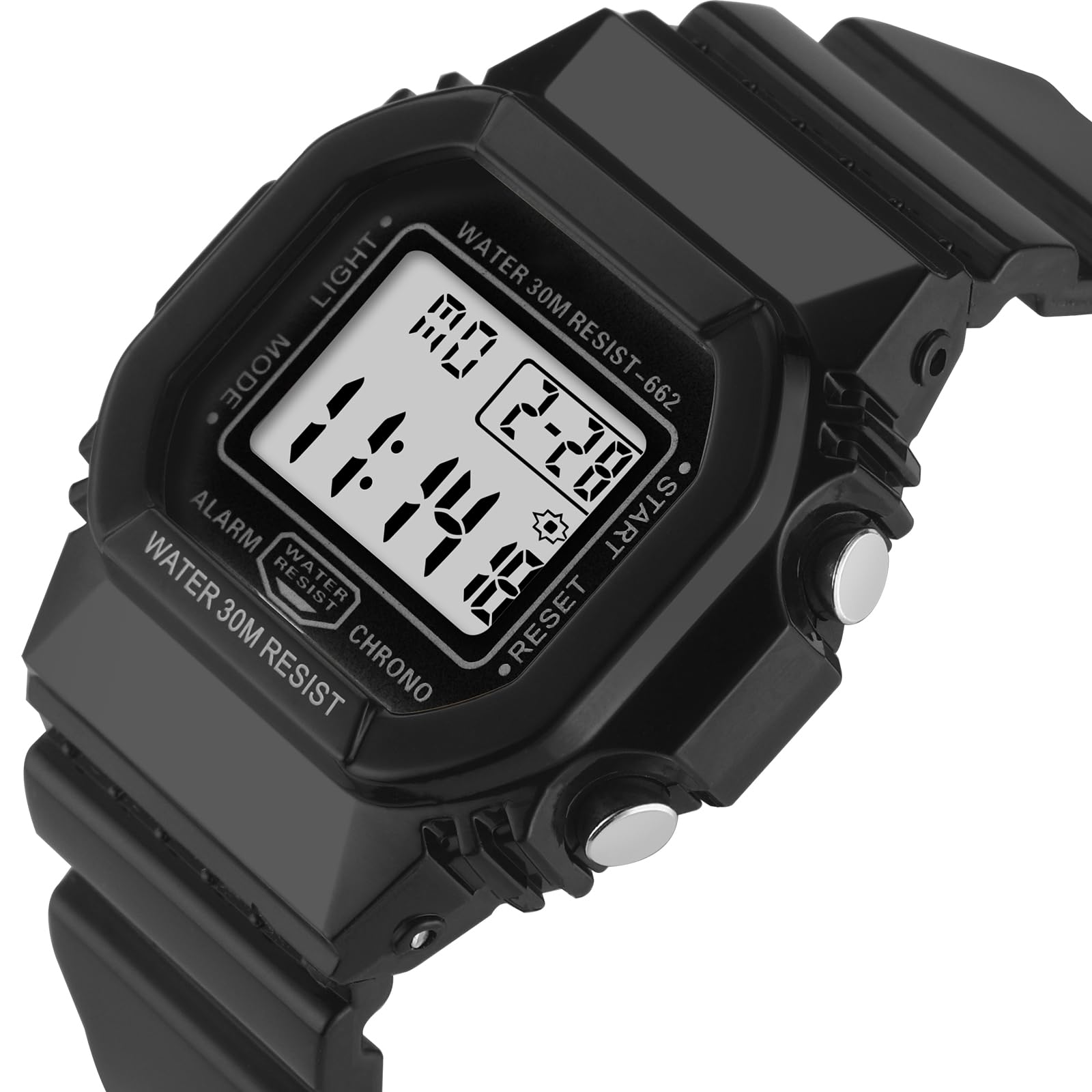 Women Digital Watch Sport Resistant Outdoor Waterproof Electronic Watch with Alarm, Stopwatch, Luminous Night Light Men Military (662 Black Black)