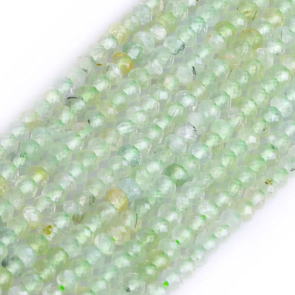AAA Natural Rondelle Spacer Semi Precious Stone Beads for Jewellery Making 15'' (Prehnite/2x3mm)