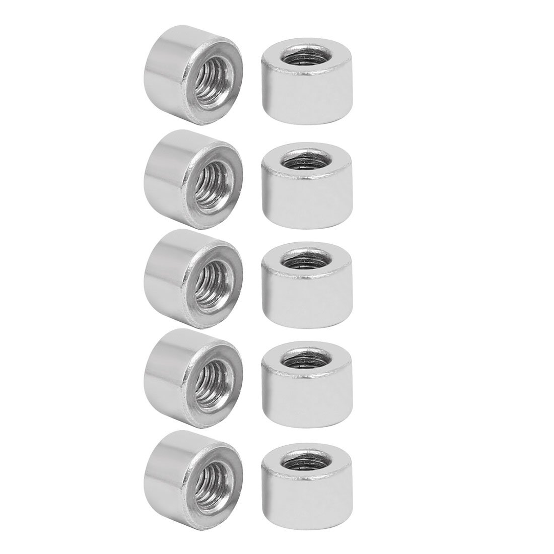 Sourcingmap M3 Round Connector Nuts, 304 Stainless Steel Coupling Nut 4.0mm/0.16inch Length,Pack of 10