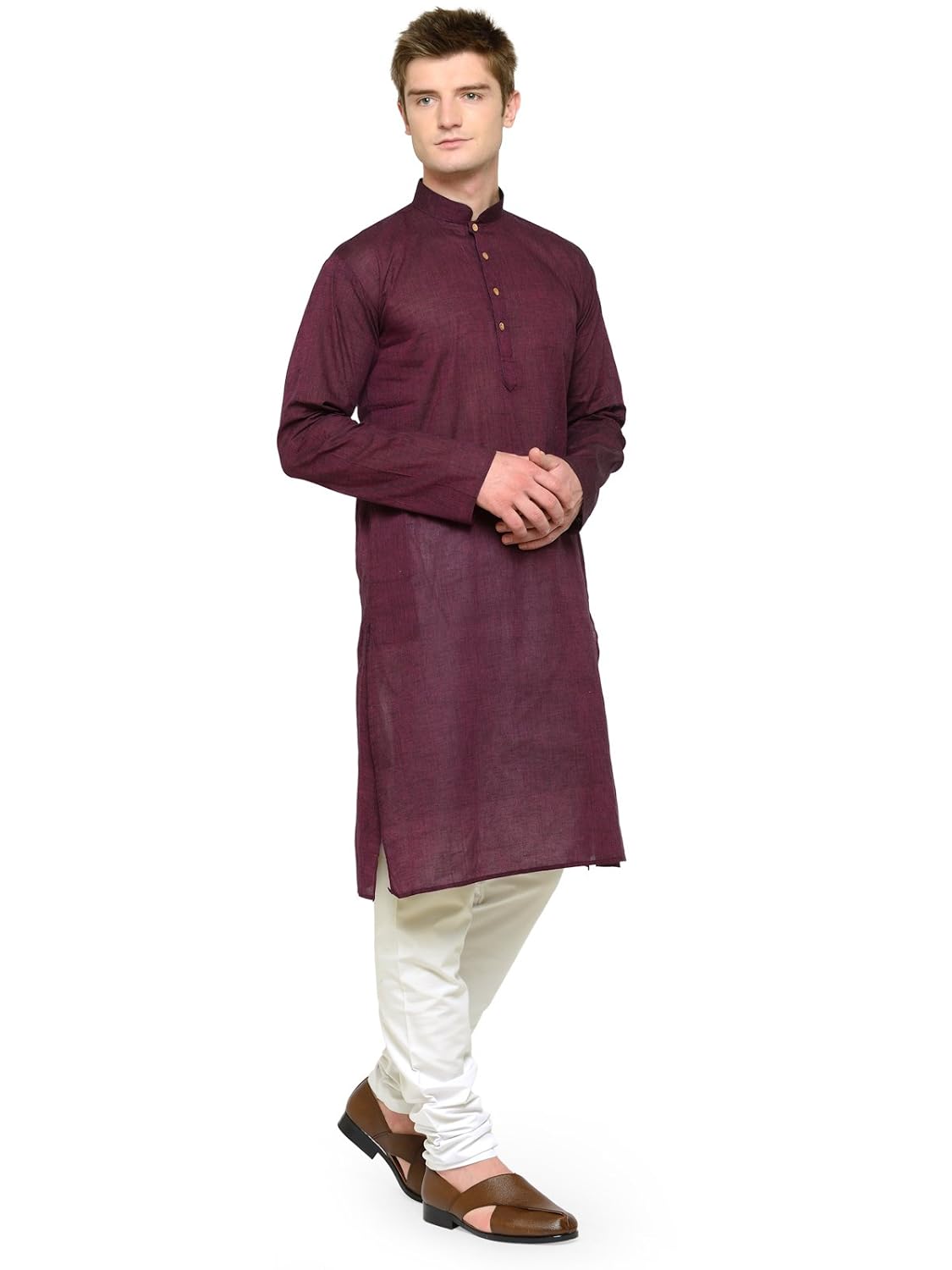 rg designers maroon plain full sleeves kurta pyjama set for men
