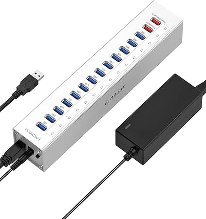 Amazon Co Jp Orico Usb3 0 ハブ 15ポート 転送 充電 Usb3 0x13 充電ポートx2 5gbps高速 Usb Hub アルミ Usbハブ 60w安定電力 シルバー A3h13p2 家電 カメラ