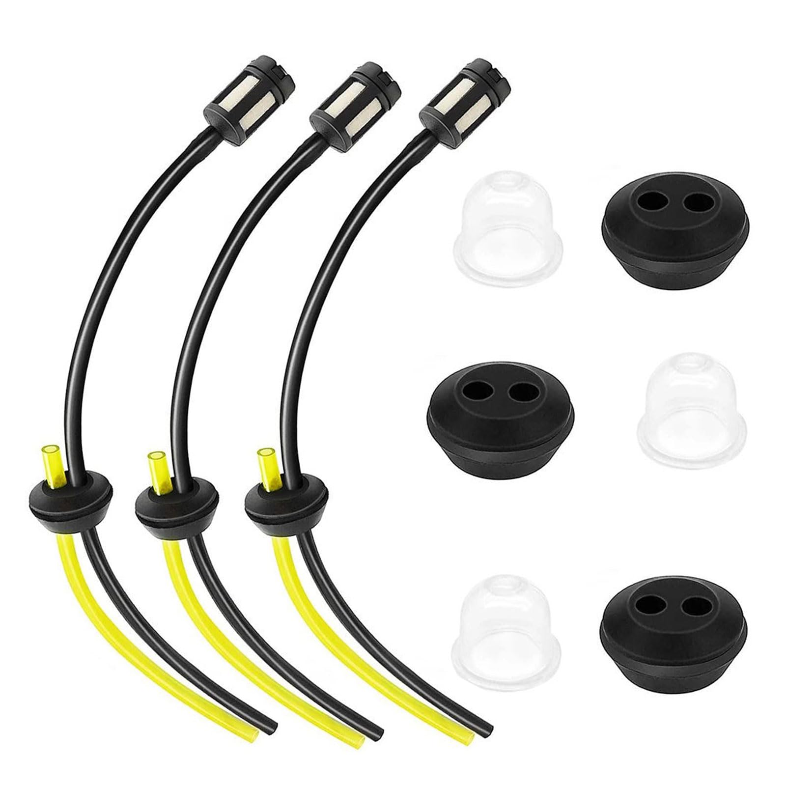 3 Pcs Petrol Strimmer Fuel Pipe, Universal Grass Trimmer Fuel Line, Fuel Filter Kit, Fuel Hose,Strimmer Fuel Pipe with Air Fuel Filter Primer Bulb for Brush Cutter Trimmer Mower Hedge Trimmer